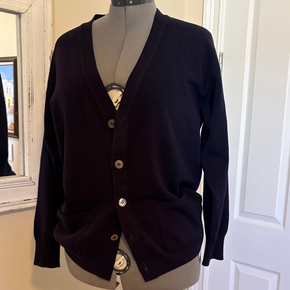 Men’s blue Lambswool Cardigan Vintage  perfect Loden-Frey Scotland sz 40